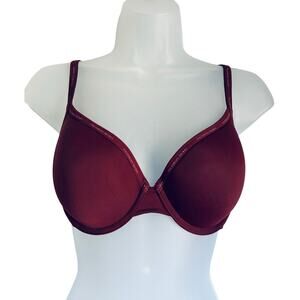 Victoria's Secret T-Shirt Lightly Lined Demi Burgundy 34D Logo Trim
